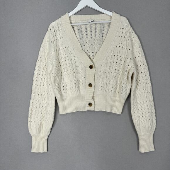 8 by YOOX Sweaters - 8 by YOOX Cardigan Sweater Womens Large Cable Knit Wool Blend Boho Made in Italy